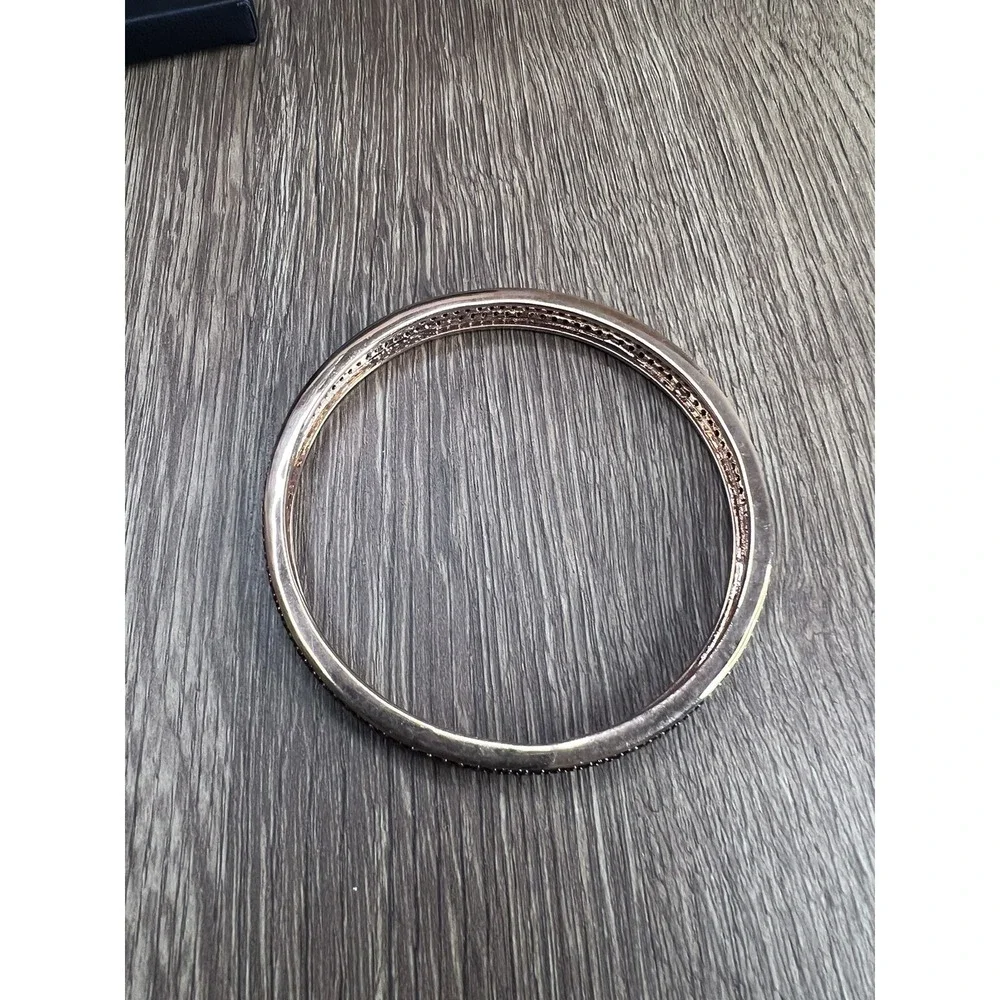 Bronze Italia 12.00 CTW Black Spinel Large Round Bangle Bracelet
